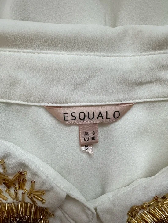 ESQUALO bead-embellished collar blouse, women’s size 8 - Picture 7 of 7